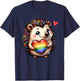 Gay Pride Hedgehog Heart Rainbow Flag LGBT Women Girls Kids T-Shirt - T-Shirt | Navy