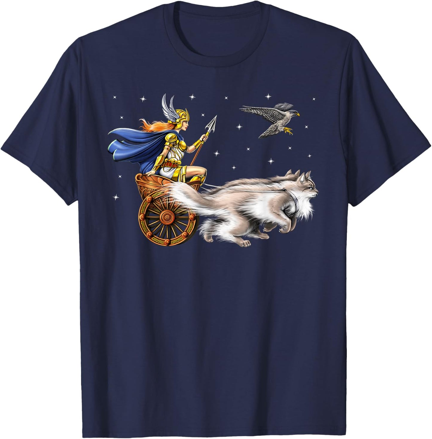 Freya Norse Mythology Goddess Viking Warrior Pagan T-Shirt - T-Shirt | Navy