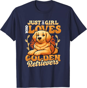 Just A Girl Who Loves Golden Retrievers T-Shirt - T-Shirt | Navy