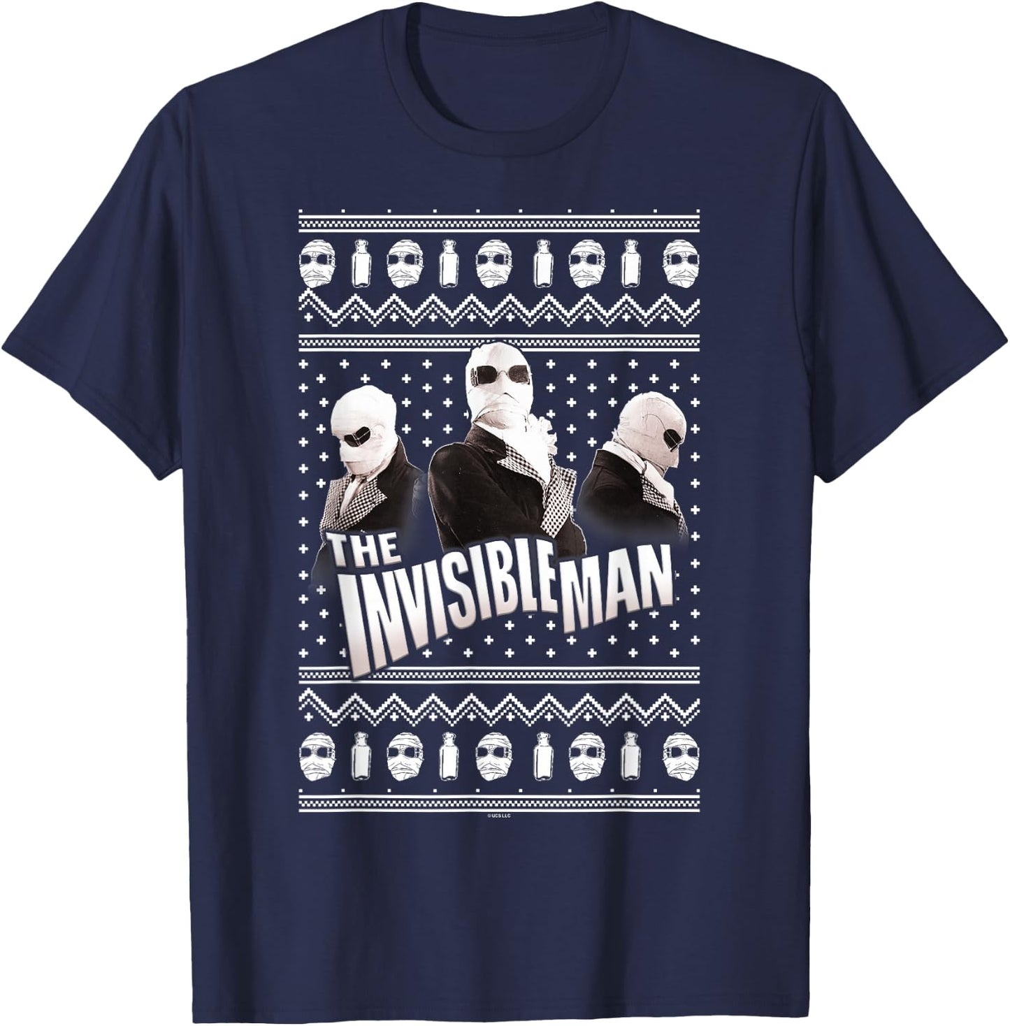 Universal Monsters Invisible Man Ugly Sweater T-Shirt - T-Shirt | Navy