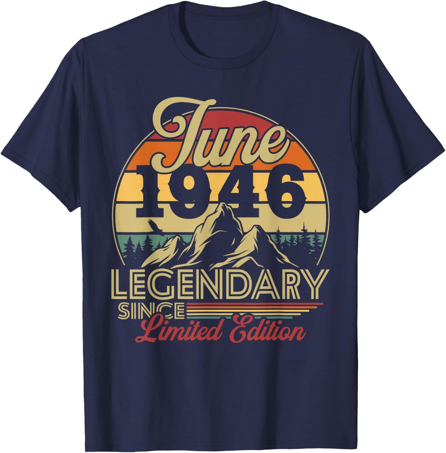 Vintage Cadeau d'anniversaire 80 Ans pour Né en Juin 1946 T-Shirt - T-Shirt | Navy