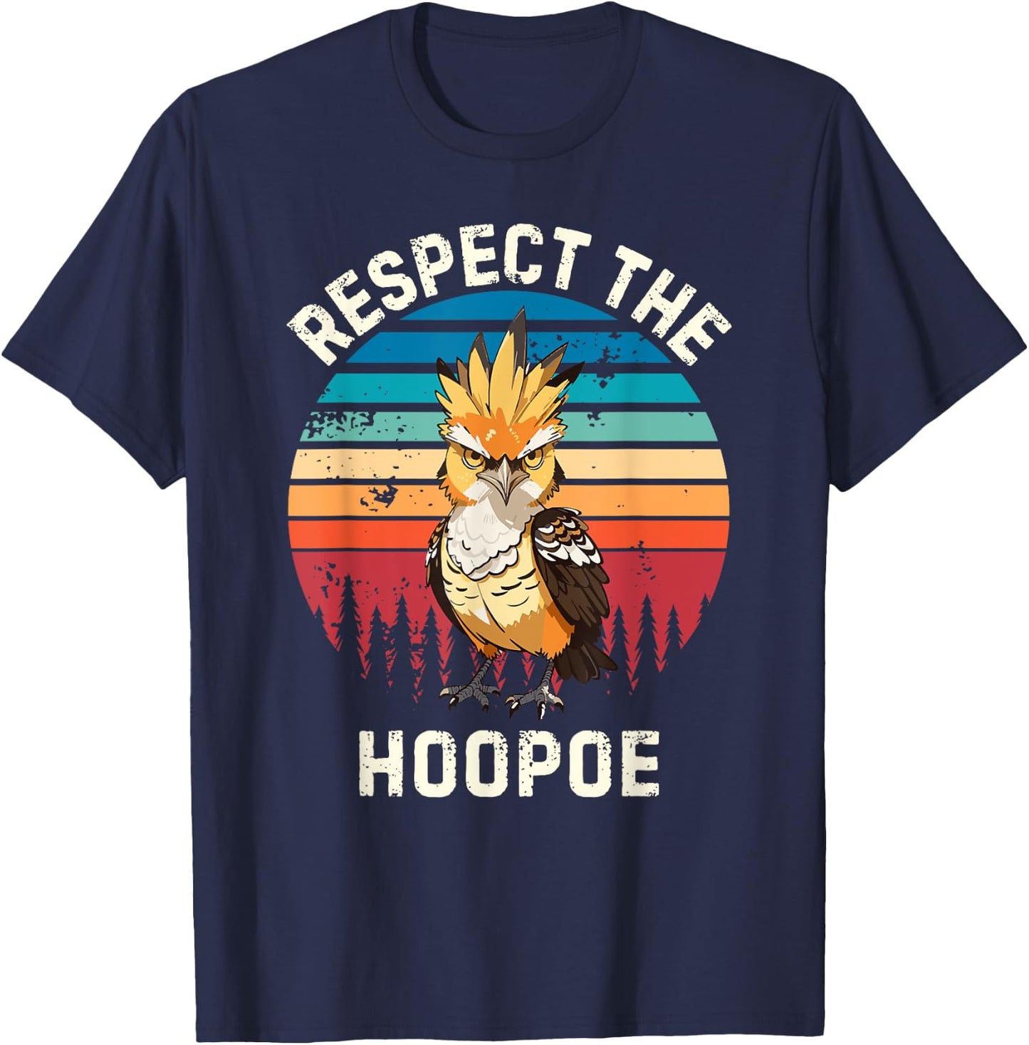 Retro Respect The Hoopoe Bird Vintage Hoopoe Bird Lover , Black, S T-Shirt - T-Shirt | Navy