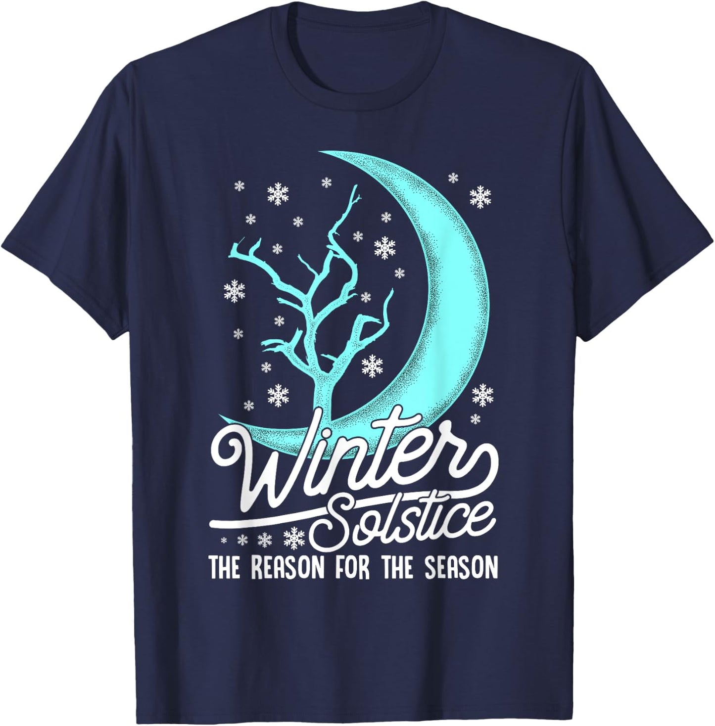 Winter Solstice Solar Event Half Way Thru Winter Snow & Moon T-Shirt - T-Shirt | Navy