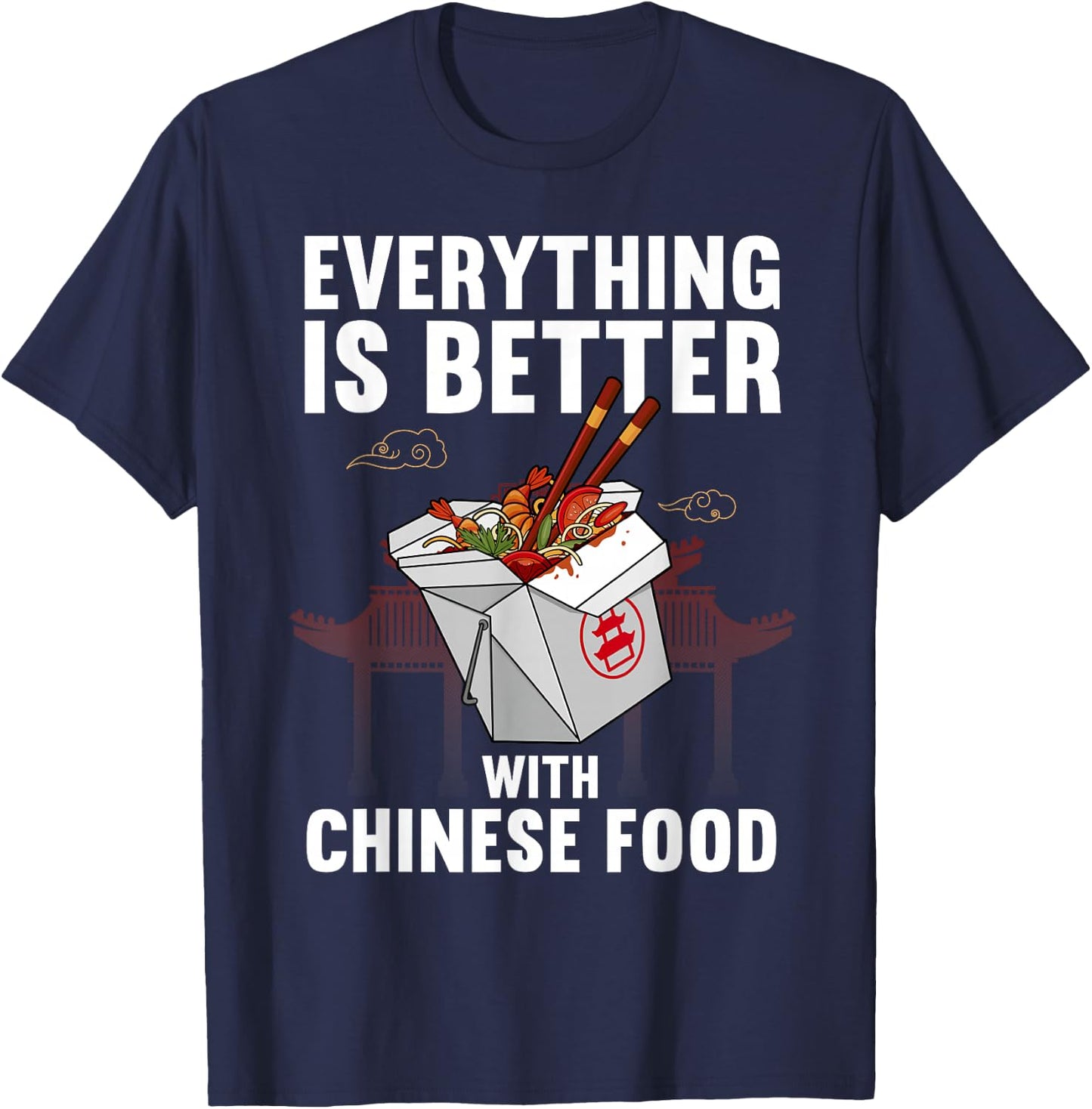 Chinese Food Art Women Chinese Food Take Out Lovers T-Shirt - T-Shirt | Navy