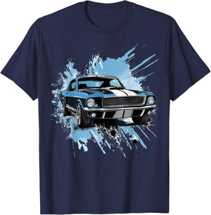 Classic Fastback 1967 Muscle Car Splash Art T-Shirt - T-Shirt | Navy