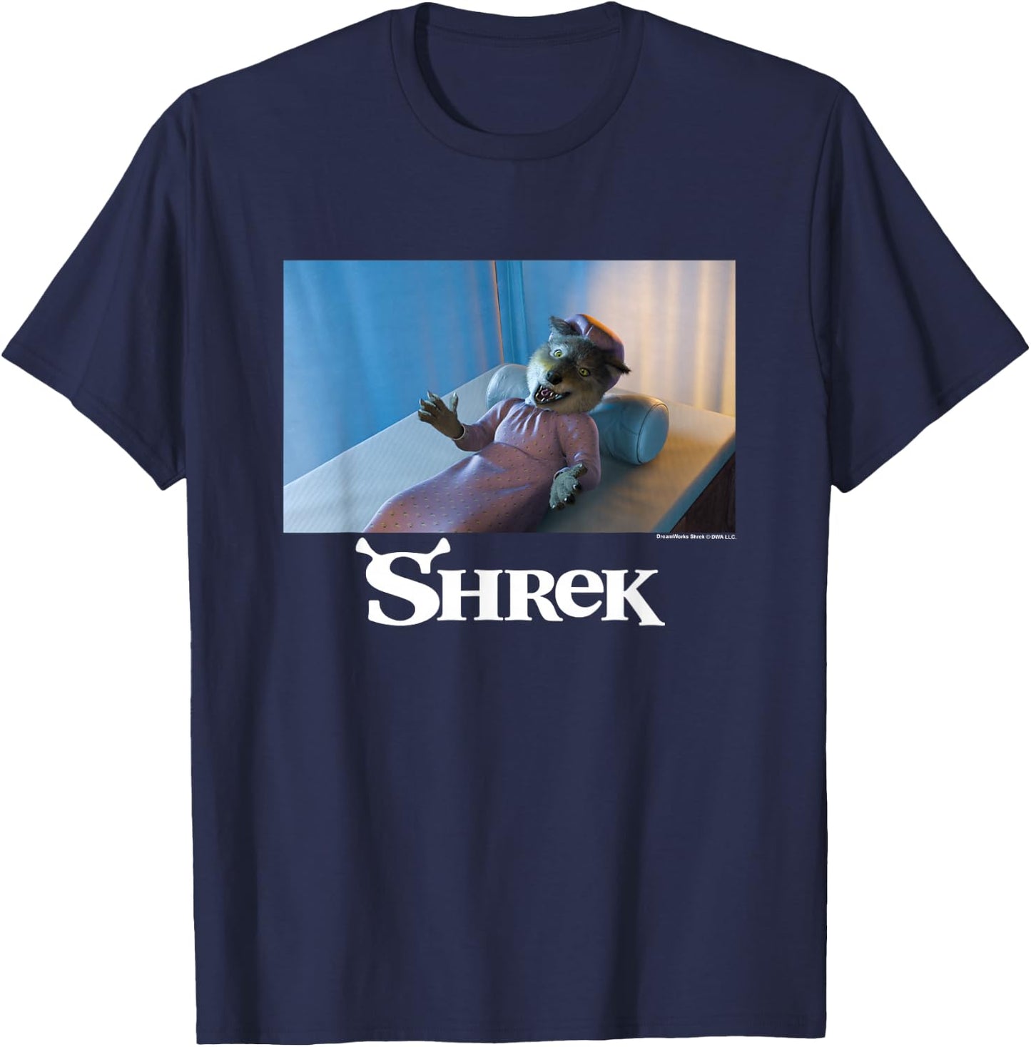 Shrek Iconic Wolf Bed Scene Big Chest Poster T-Shirt - T-Shirt | Navy