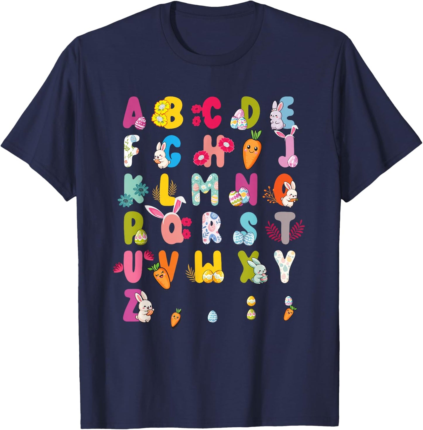 Easter Alphabet Easter Egg Easter Bunny 2025 Kids T-Shirt - T-Shirt | Navy