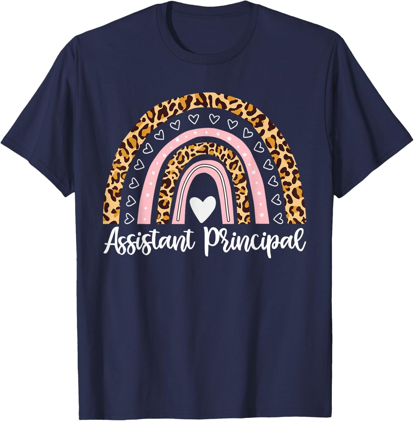 Assistant Principal Funny School Worker leopard rainbow T-Shirt - T-Shirt | Navy
