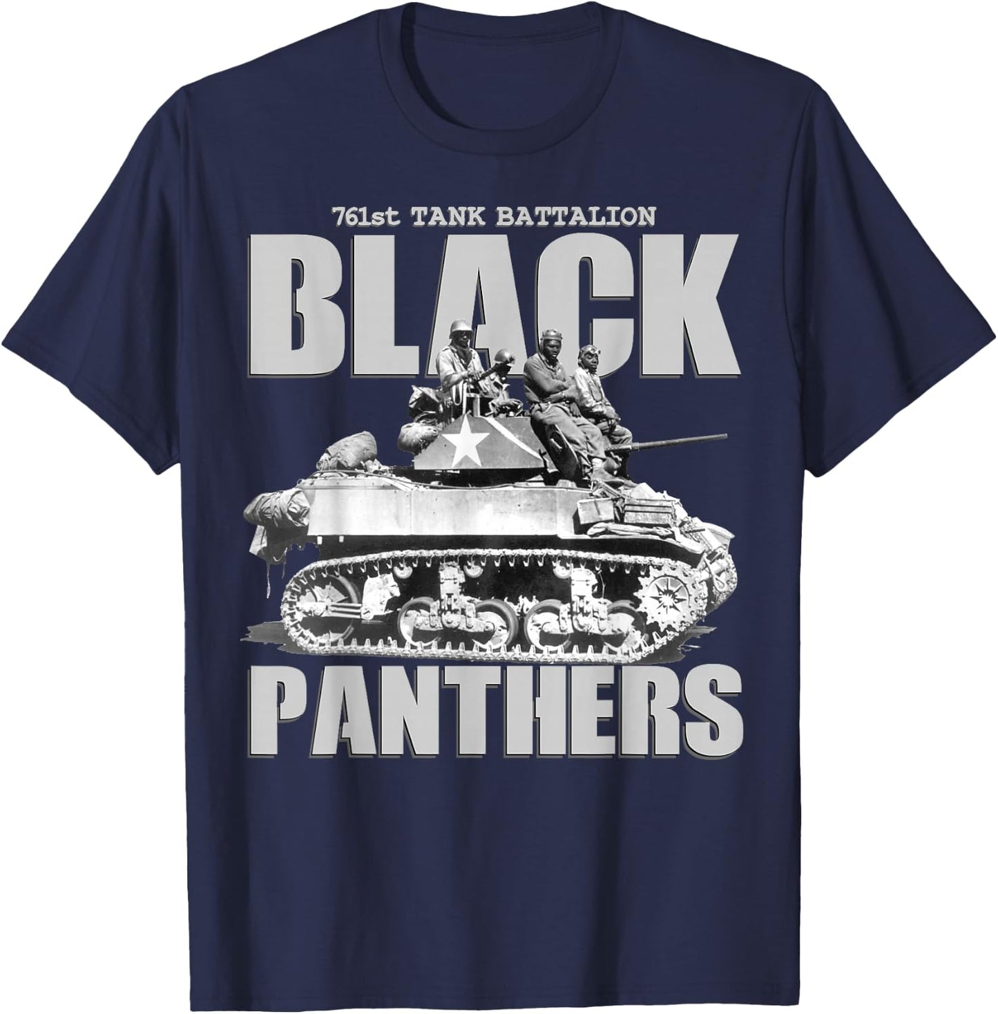 Black Panthers 761st Tank Battalion WW2 Black Tank Squadron T-Shirt - T-Shirt | Navy