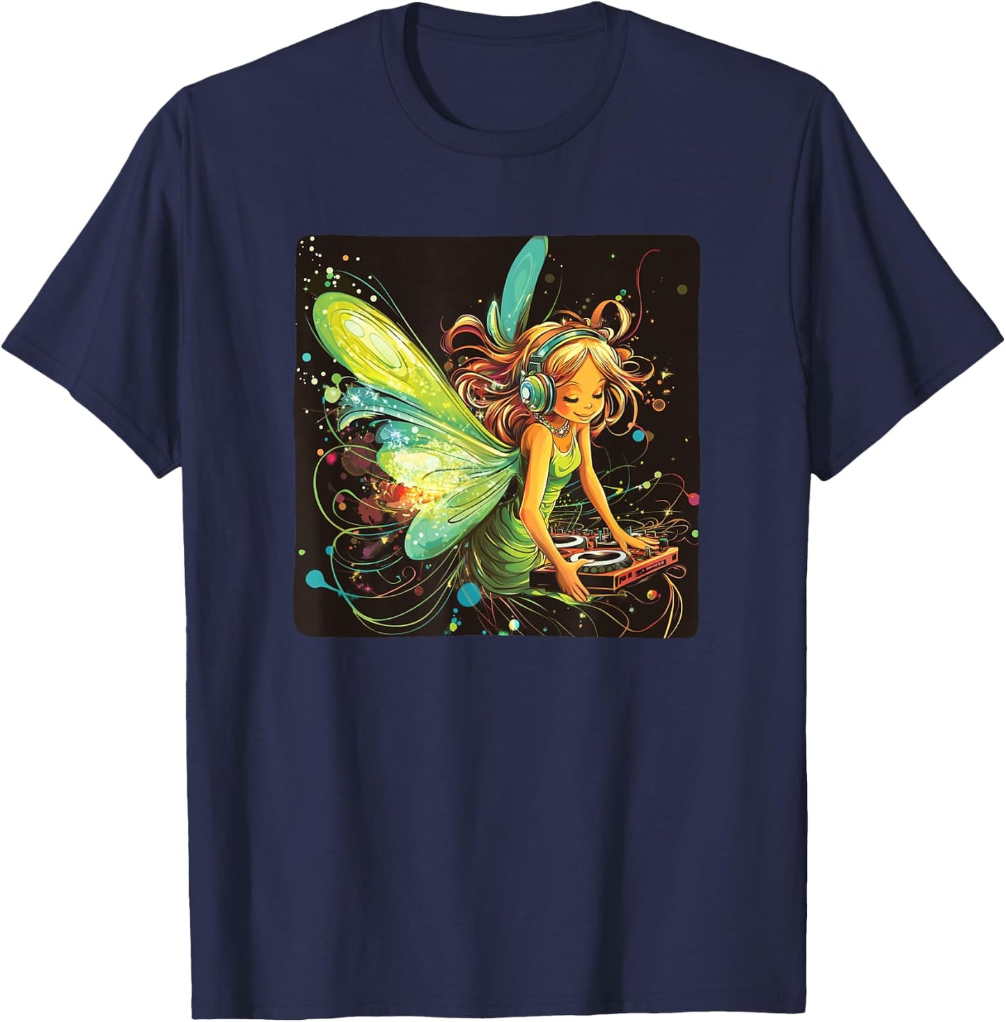 Fée vibrante avec cabine DJ pour les fêtes et les fans de célébration T-Shirt - T-Shirt | Navy