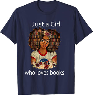 Just a Girl who loves books - African American T-Shirt - T-Shirt | Navy