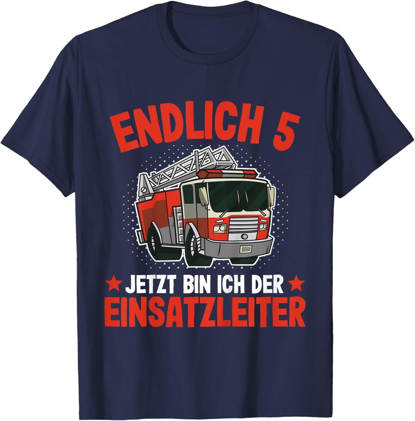 Children's 5 Years Boy Fire Brigade | 5th Birthday Fire Brigade , black T-Shirt - T-Shirt | Navy