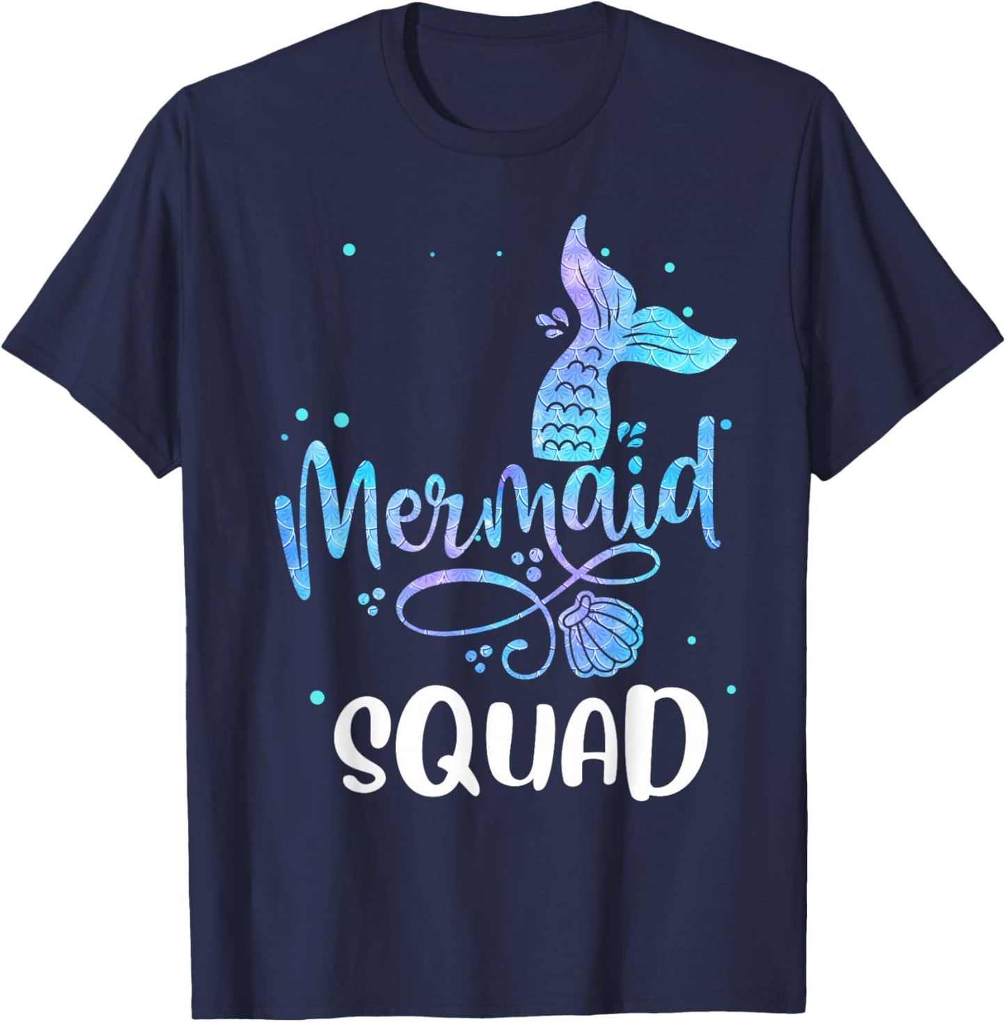 Mermaid Squad Cute Girls Birthday Squad Mermaid Tail Party T-Shirt - T-Shirt | Navy