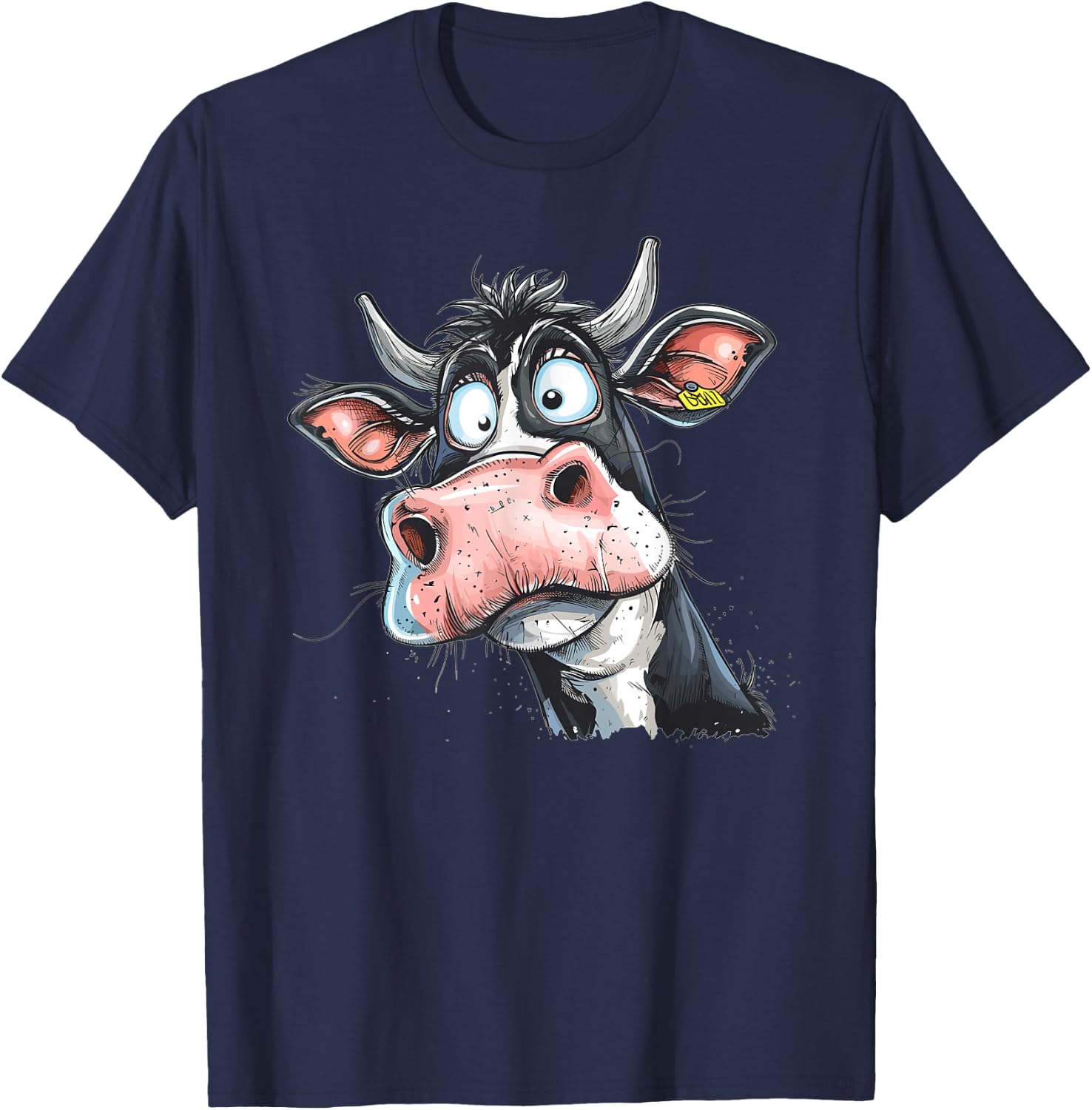 Colourful Cow I Funny Cow , black T-Shirt - T-Shirt | Navy
