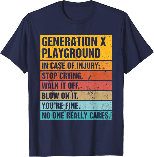 Retro Vintage Funny Gen X 70’s 80’s Generation X Playground T-Shirt - T-Shirt | Navy