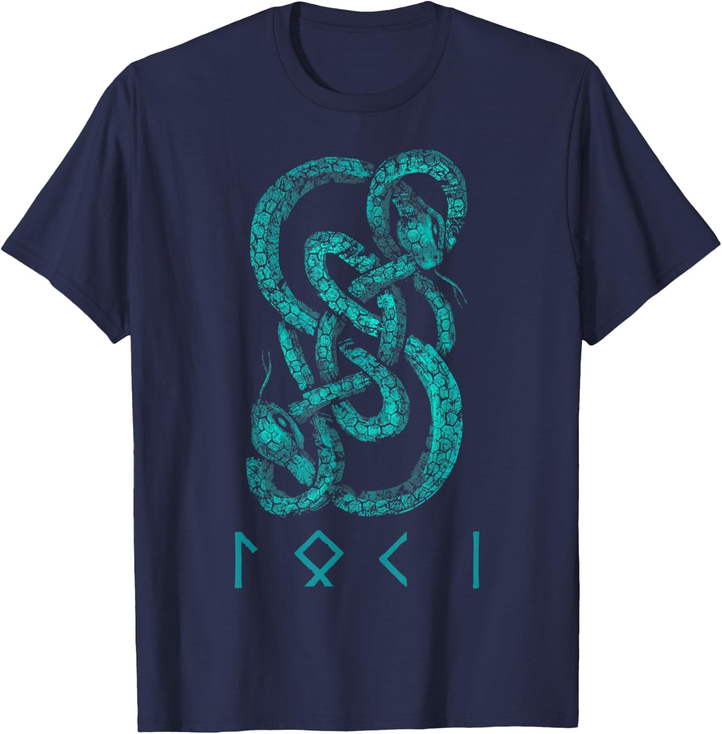 Loki Name Norse Runes And Snake Nordic Norse Mythology T-Shirt - T-Shirt | Navy