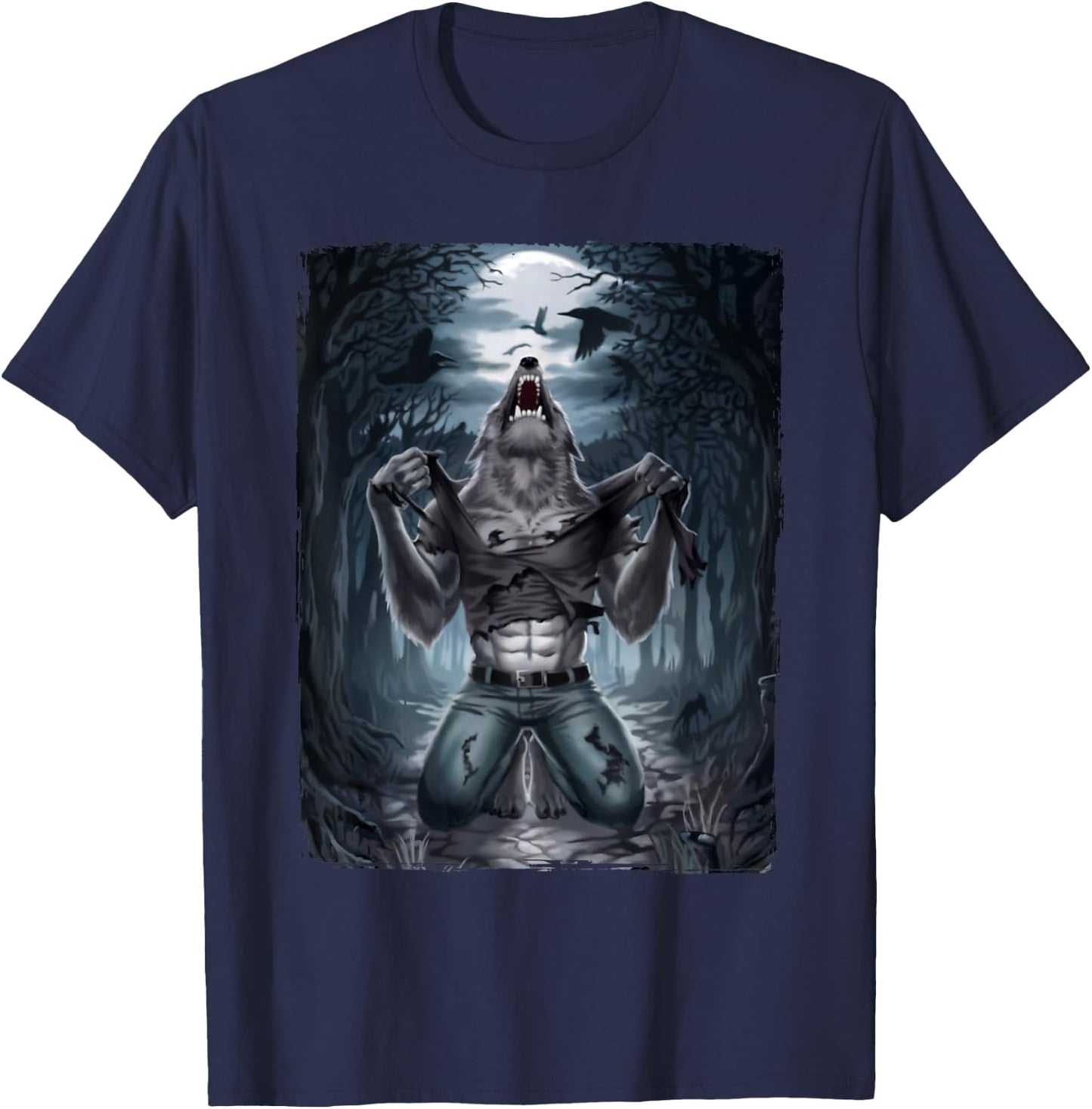 Funny Alpha Meme Werewolf Ripping T-Shirt - T-Shirt | Navy
