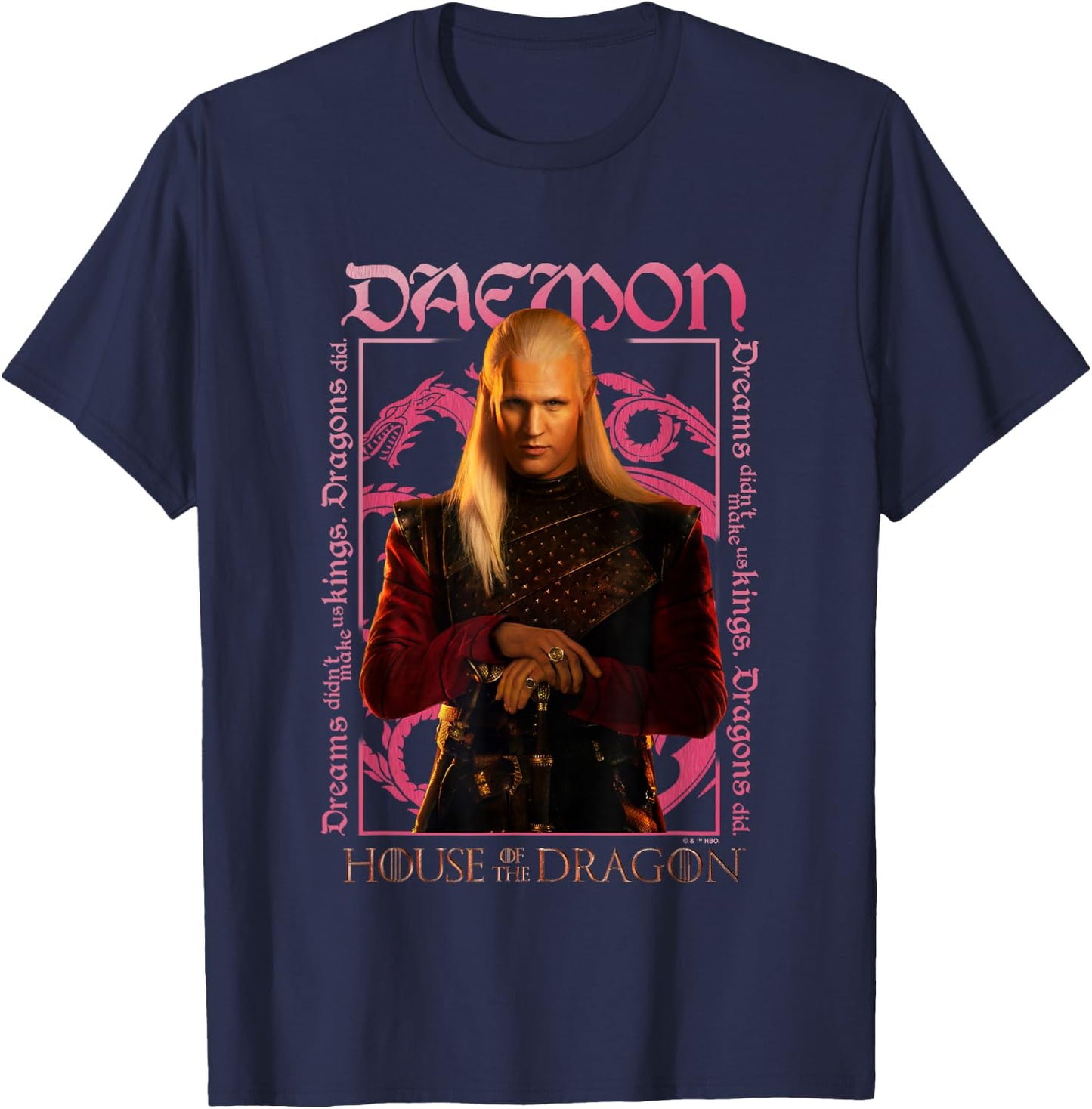 House of the Dragon Daemon Targaryen Fire And Blood Poster T-Shirt - T-Shirt | Navy