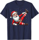 Santa Claus Exercise Gym Fitness Training Christmas Snow , Black, S T-Shirt - T-Shirt | Navy