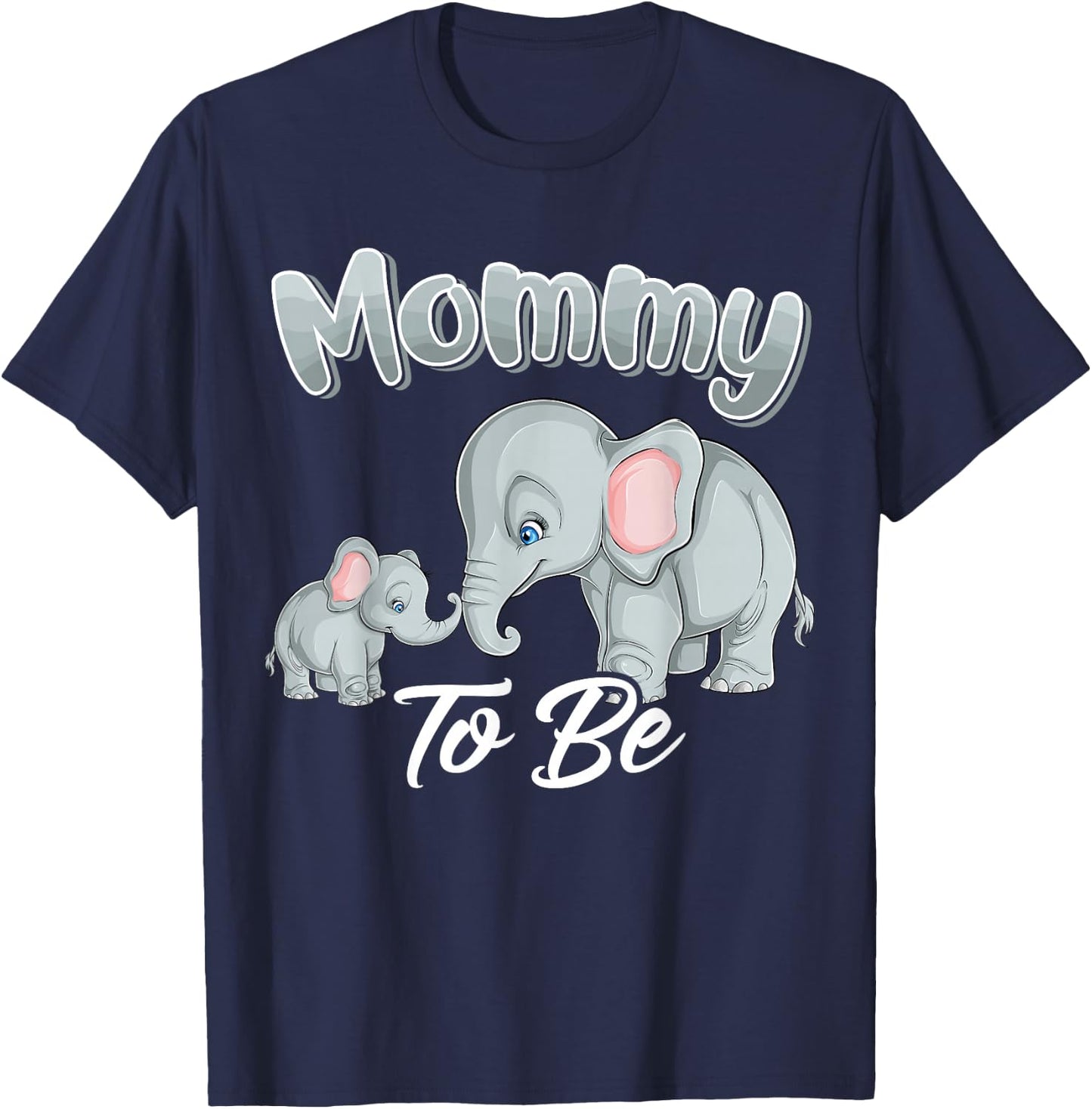 Soon Mommy Mom to Be Elephants for Baby Shower Gender Reveal T-Shirt - T-Shirt | Navy