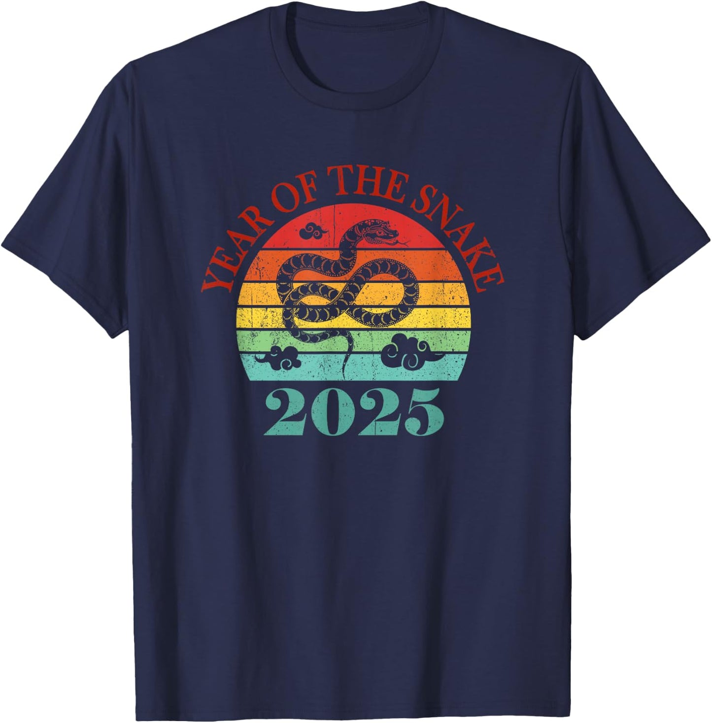 Chinese New Year 2025 Retro Vintage Year of the Snake 2025 T-Shirt - T-Shirt | Navy
