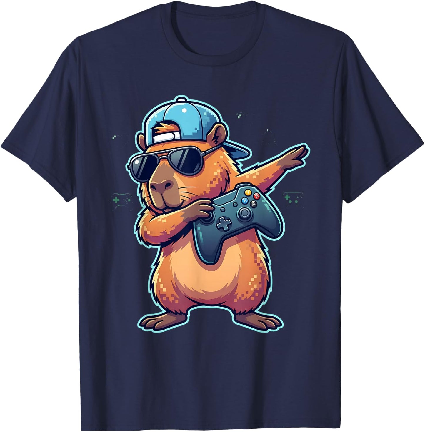 Funny Video Games Capybara Dabbing Bruh Video Games Boys T-Shirt - T-Shirt | Navy