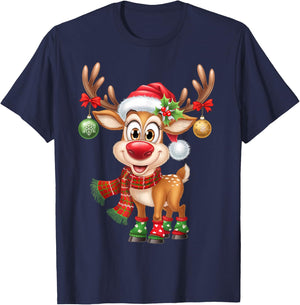 Christmas Reindeer Rudolph Funny Gift , black T-Shirt - T-Shirt | Navy