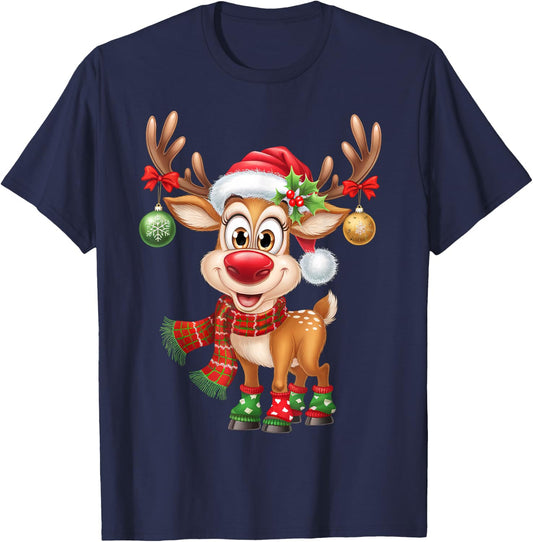 Christmas Reindeer Rudolph Funny Gift , black T-Shirt - T-Shirt | Navy