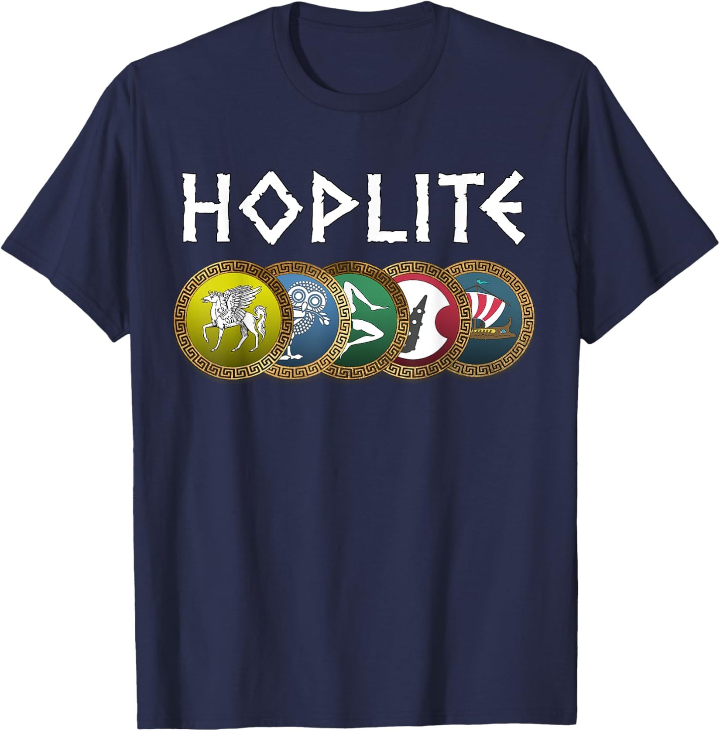 Hopliten-Phalanx Altgriechische Hopliten-Schilde T-Shirt - T-Shirt | Navy