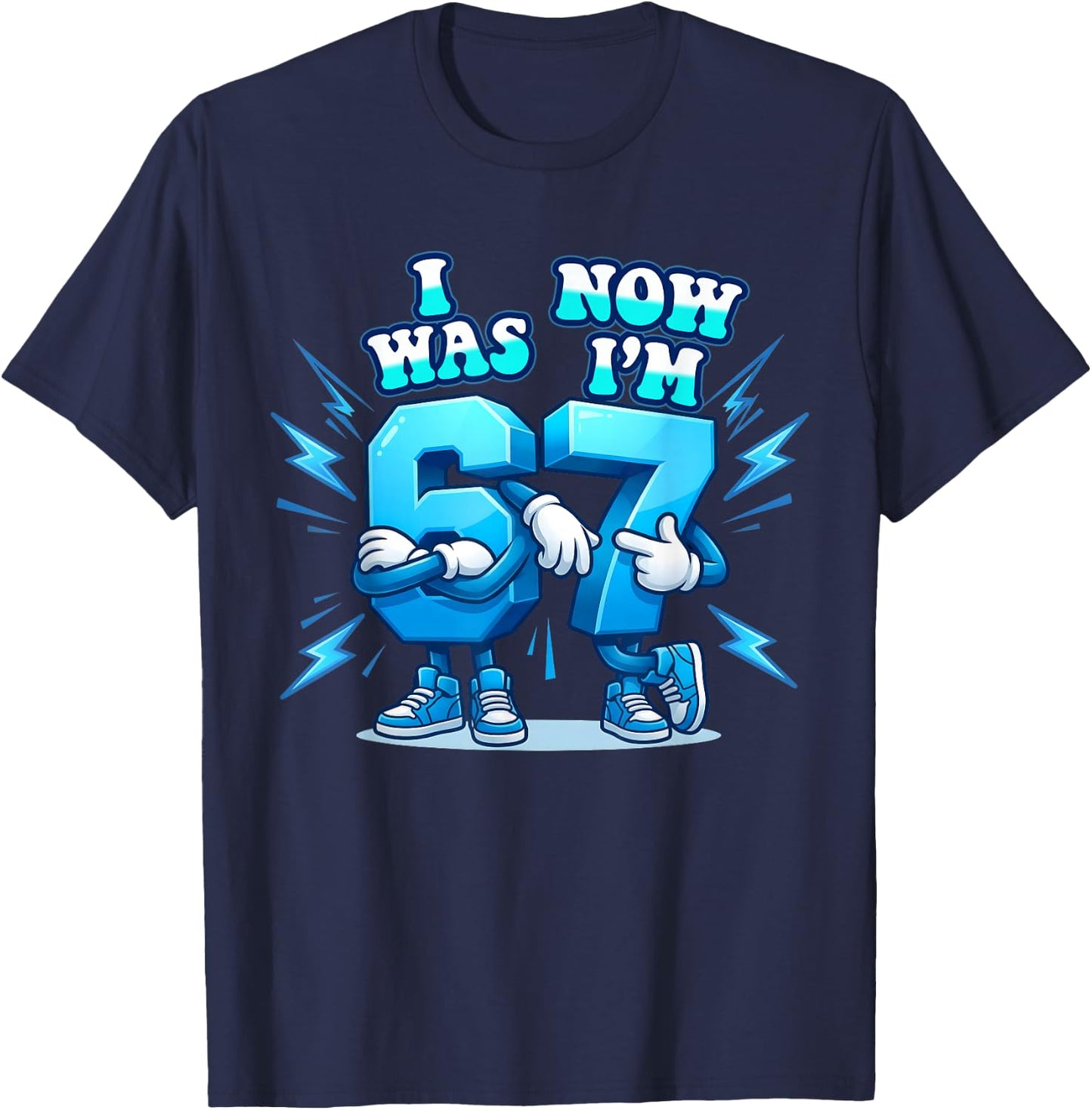 67 Six Seven 6-7 Lustiges italienisches Brainrot Gaming-Meme für Kinder T-Shirt - T-Shirt | Navy