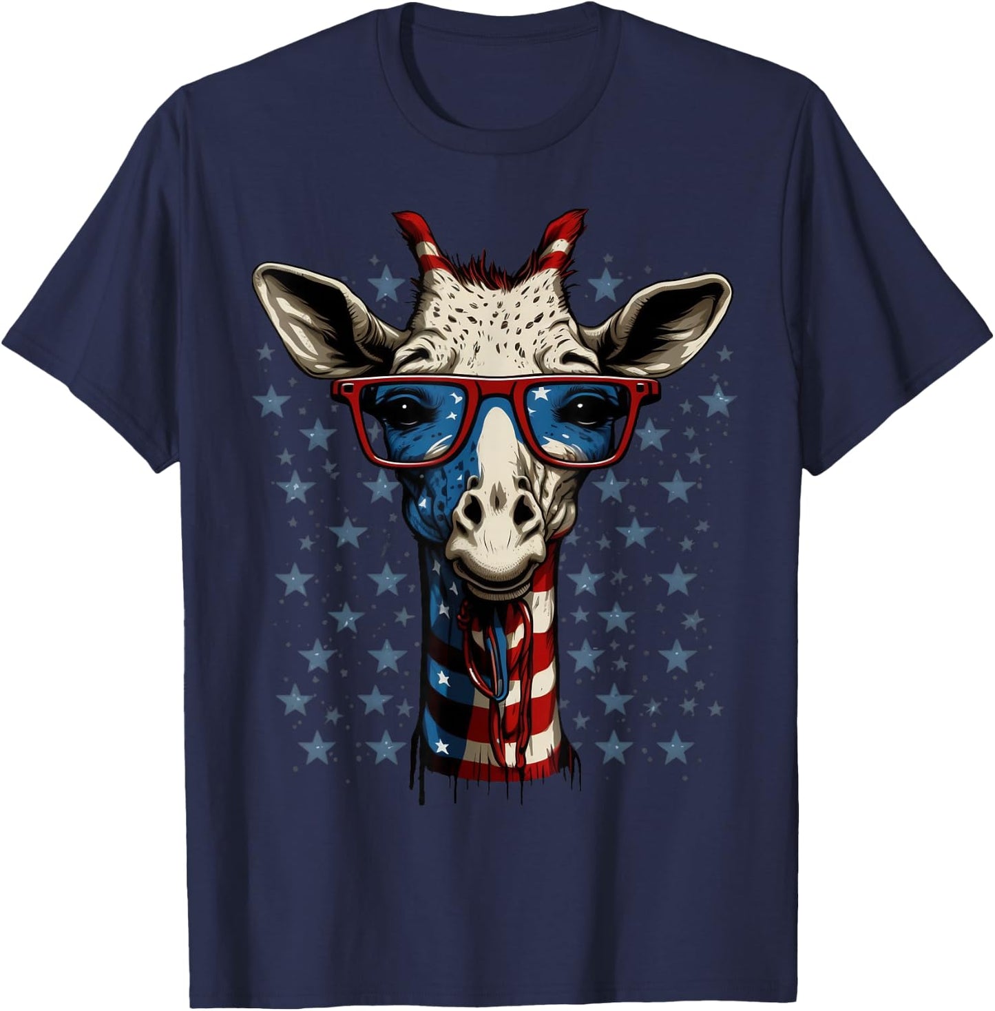 USA 4th Of July Giraffe on Patriotic American Giraffe Kids Men T-Shirt - T-Shirt | Navy