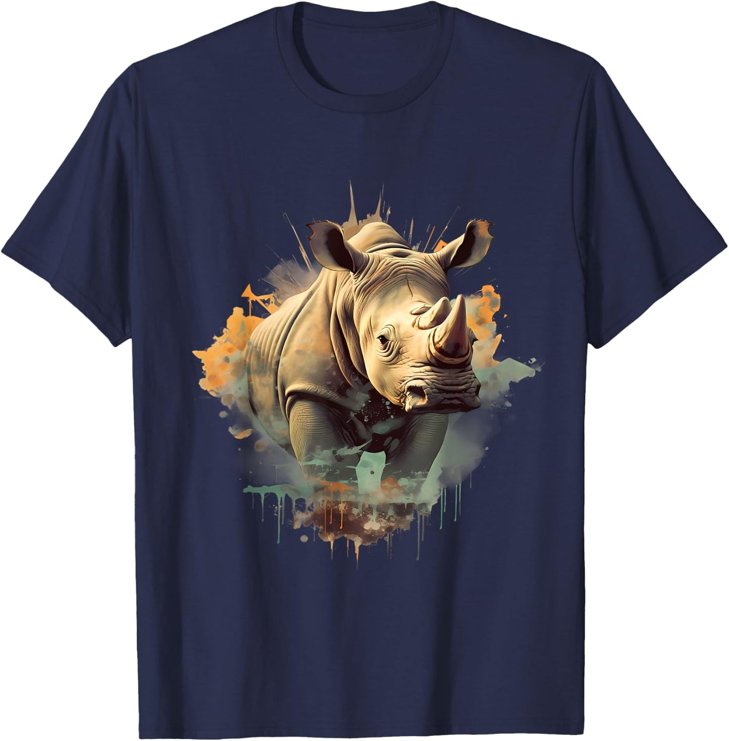 Rhino Savanna Animal Art Rhinoceros Wildlife Motif Nature T-Shirt - T-Shirt | Navy