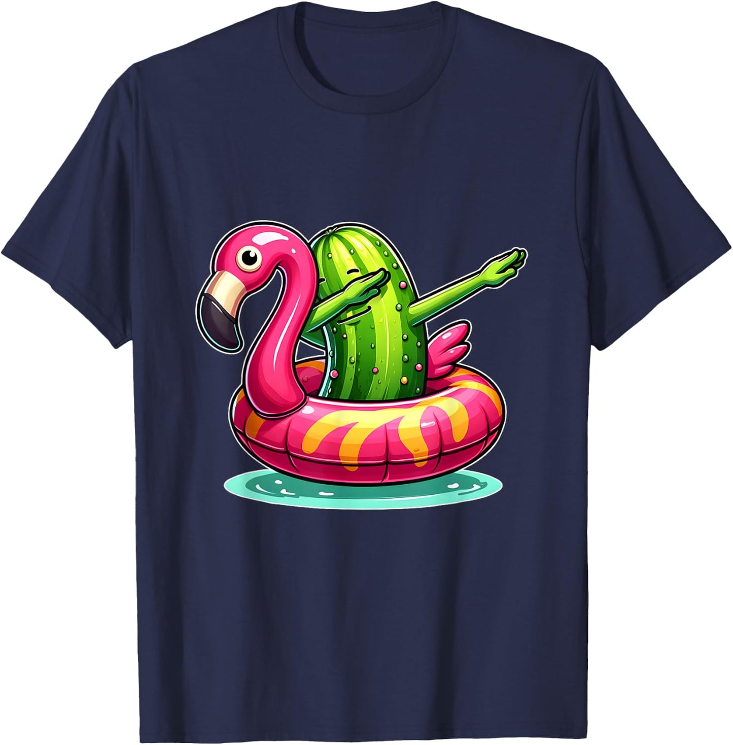 Unique Dabbing Pickle Flamingo Summer Fun Women Kids T-Shirt - T-Shirt | Navy