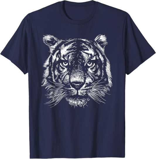 Tiger Tiger Head Big Cat Men's Women's Children's Boys Girls , black, s T-Shirt - T-Shirt | Navy