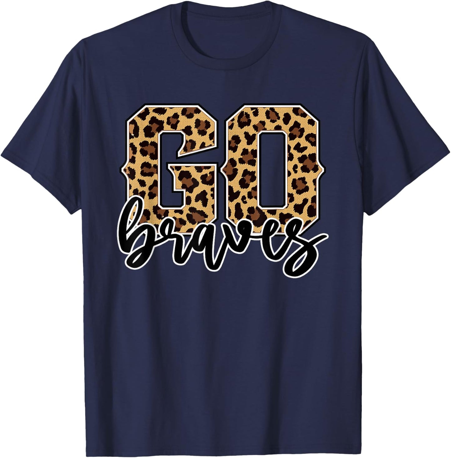 Braves Go Braves Leopard Print Cheetah Graphic T-Shirt - T-Shirt | Navy