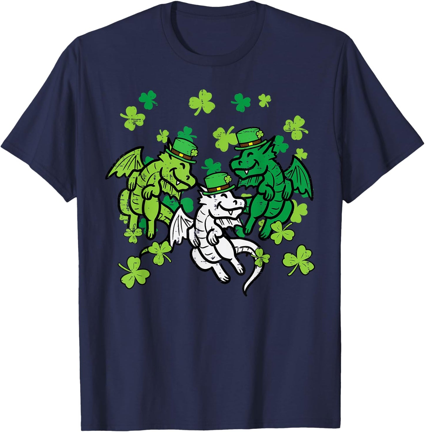 St Patricks Day Irish Dragons Saint Paddys Men Women Kids T-Shirt - T-Shirt | Navy