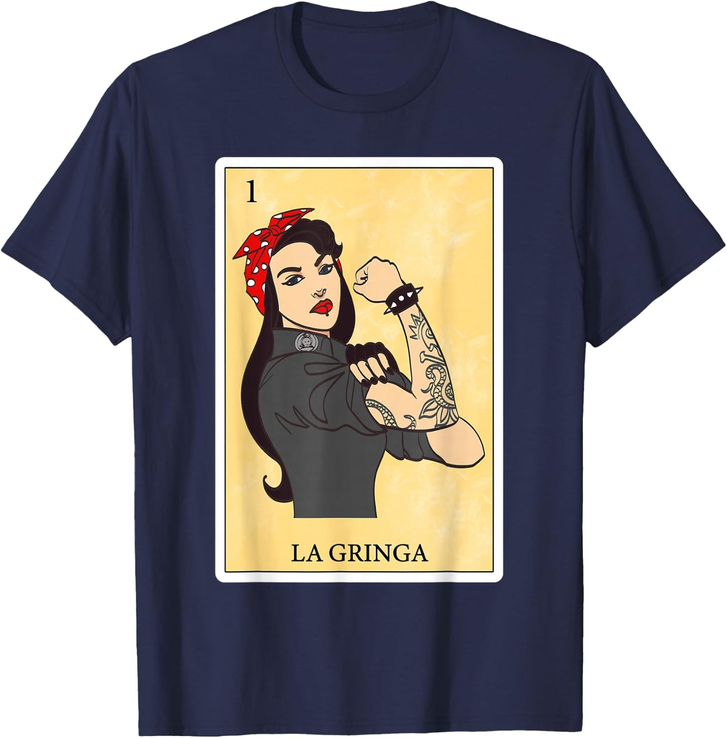 Funny Spanish-Mexican Bingo Gifts for La Gringa - La Gringa T-Shirt - T-Shirt | Navy