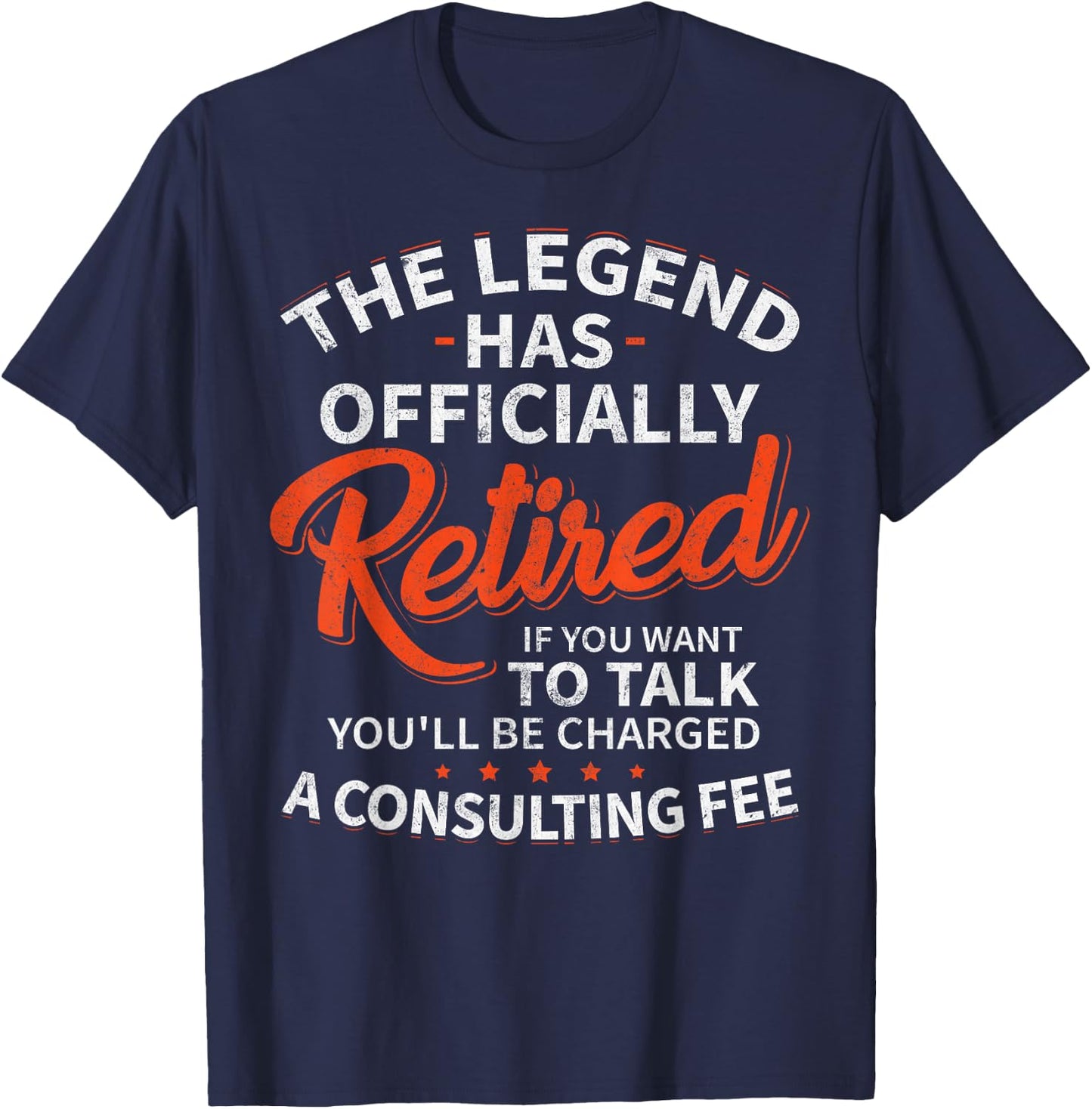 Legend Has Retired Men's Party - Classic Fit, , Short Sleeve, Humor Letter Print (Black) T-Shirt - T-Shirt | Navy