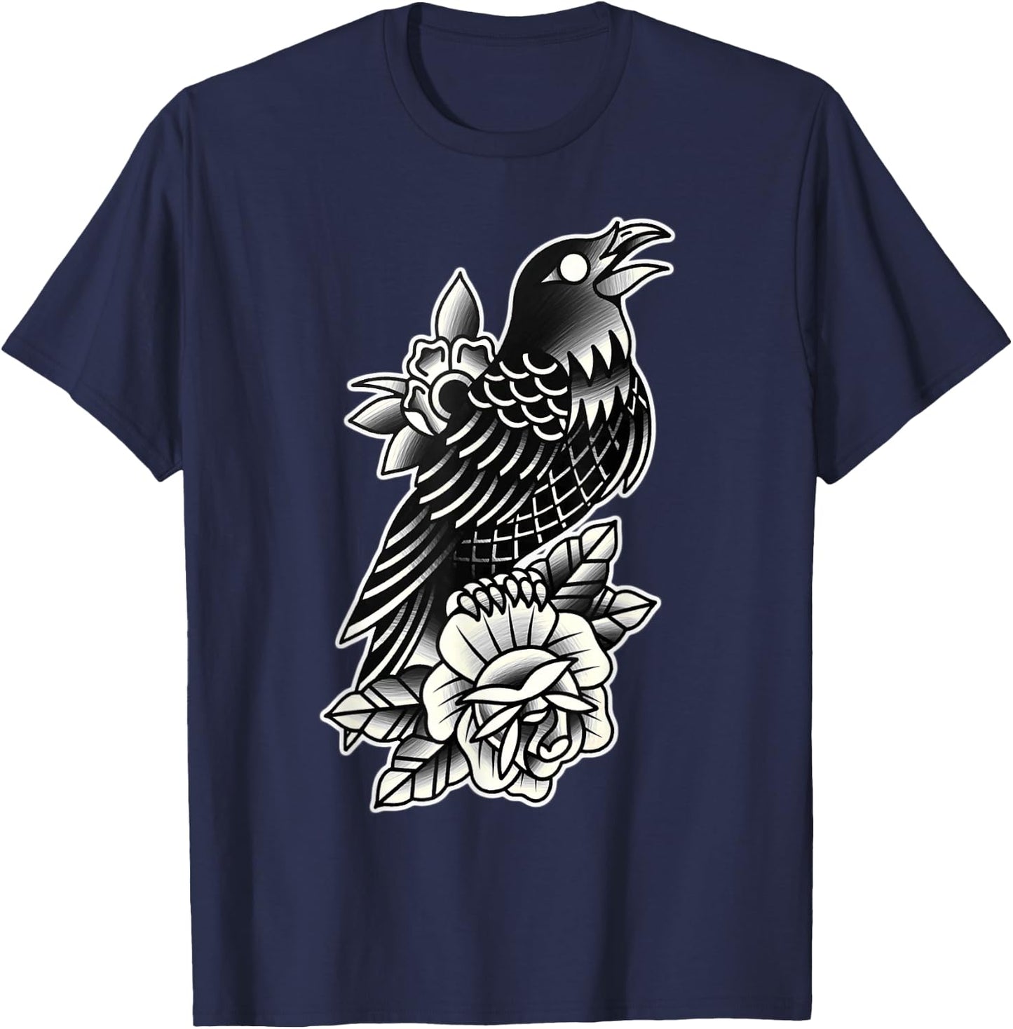 Raven Rose Tattoo T-Shirt - T-Shirt | Navy