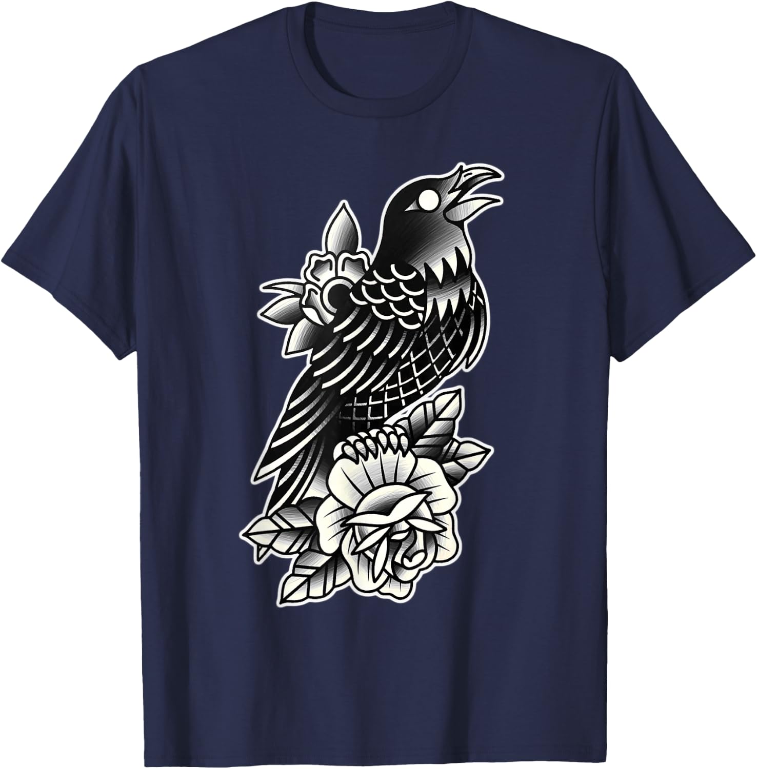 Raven Rose Tattoo T-Shirt - T-Shirt | Navy