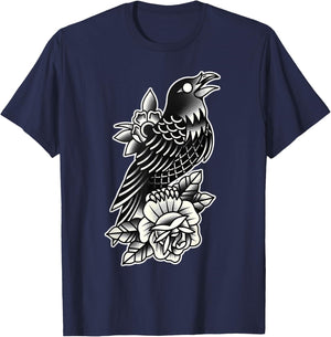 Raven Rose Tattoo T-Shirt - T-Shirt | Navy