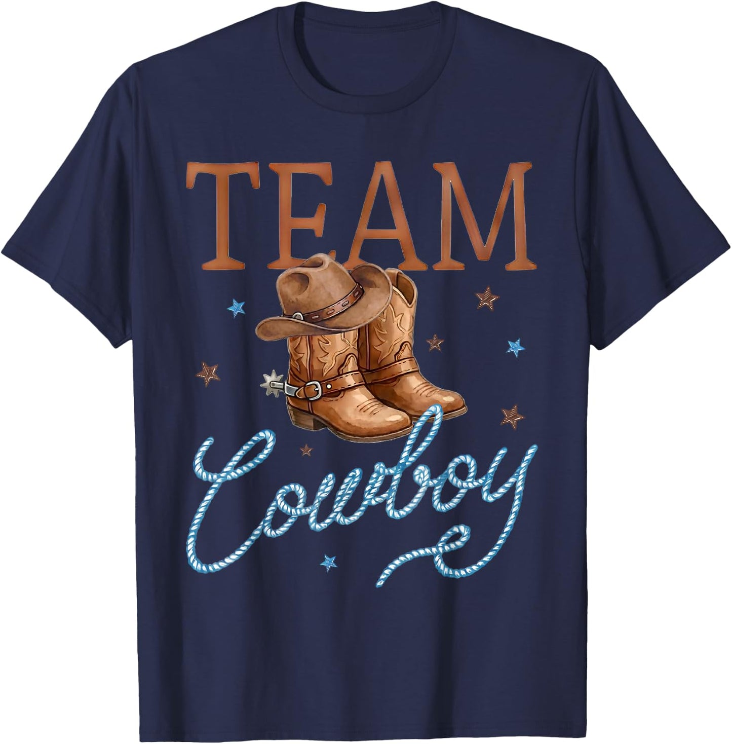 Cowboy Or Cowgirl Team Boy Girl Western Gender Reveal Family T-Shirt - T-Shirt | Navy
