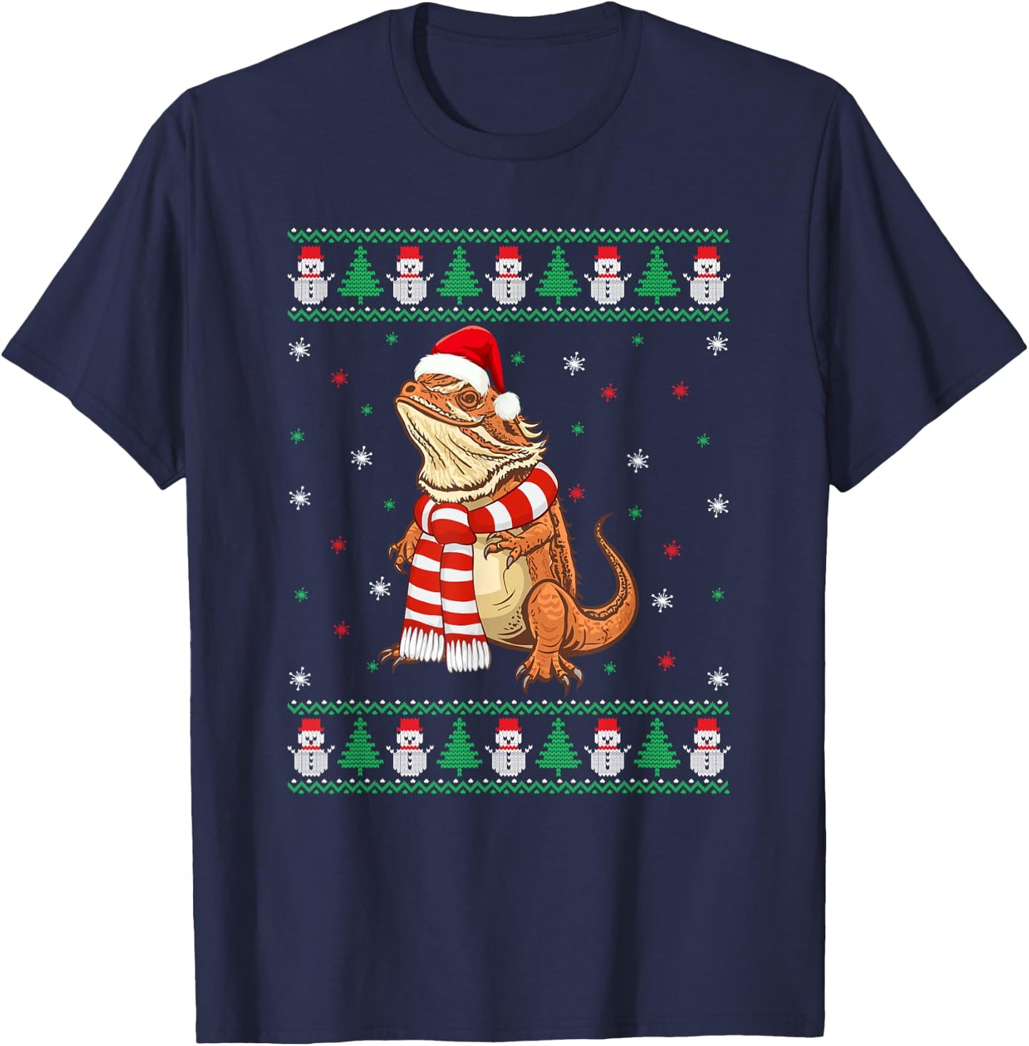Bearded Dragon Animal Matching Family Ugly Christmas Sweater T-Shirt - T-Shirt | Navy