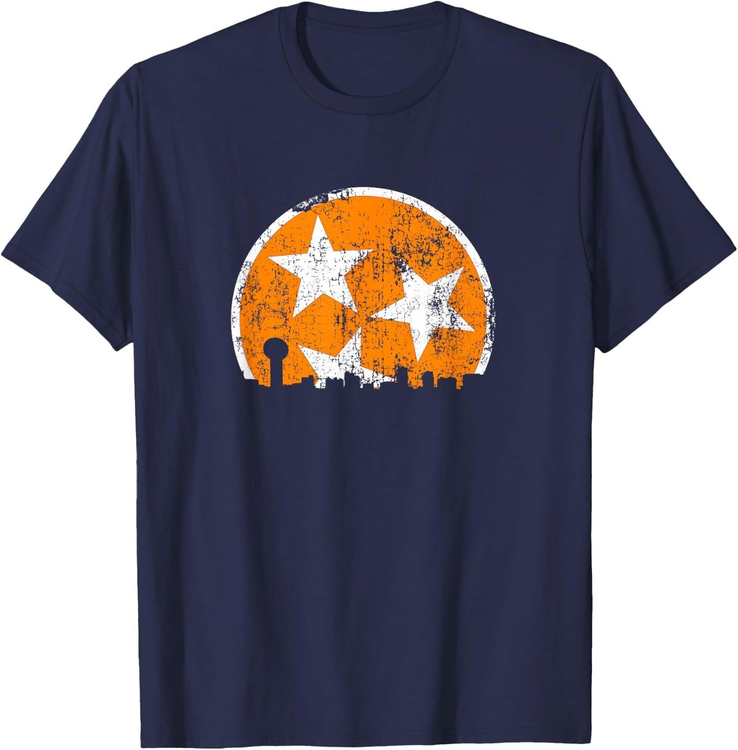 Unique Orange & White Tennessee State Flag Knoxville Skyline T-Shirt - T-Shirt | Navy