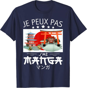 Je Peux Pas J'ai Manga- Japanese otaku manga , Black, S T-Shirt - T-Shirt | Navy