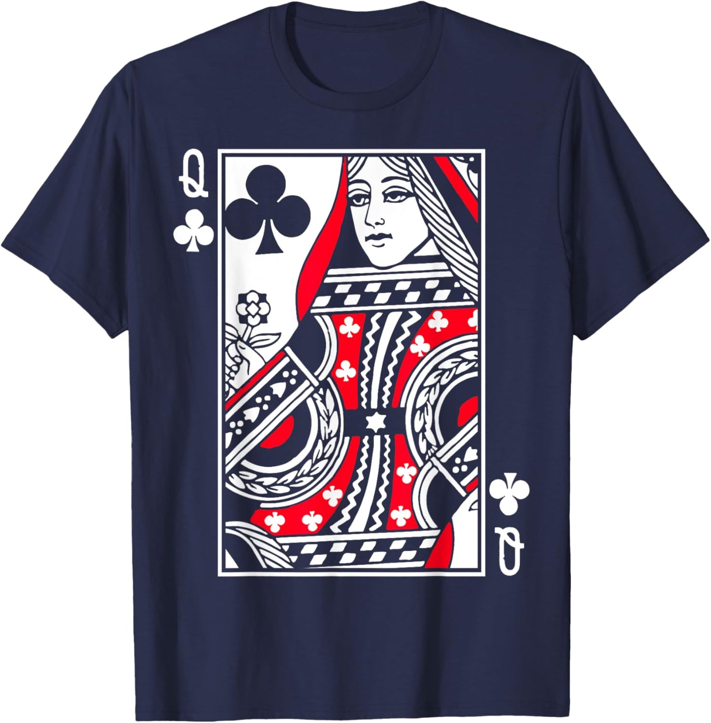 Queen of Clubs Poker or Blackjack Club Queens Playing Card T-Shirt - T-Shirt | Navy
