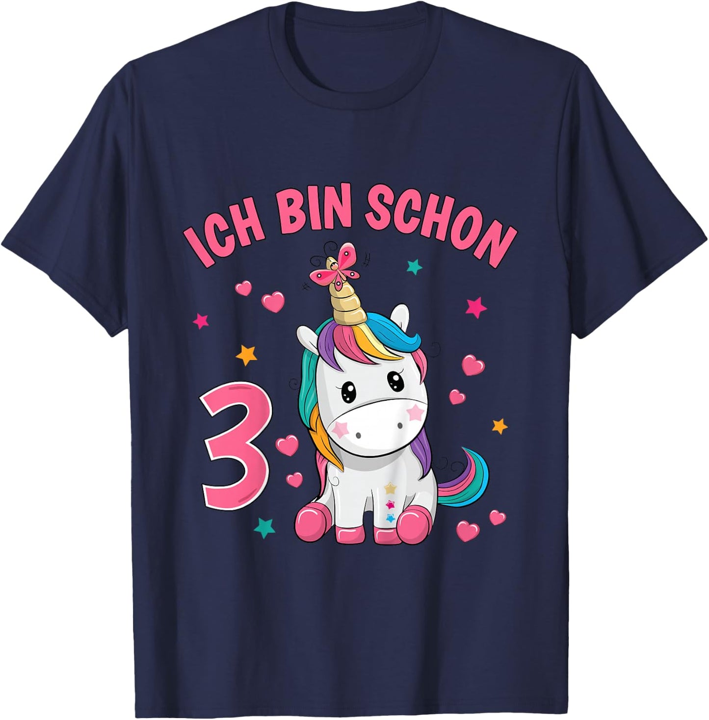 3 Jahre alt 3 Geburtstag Mädchen Einhorn Geschenke T-Shirt - T-Shirt | Navy
