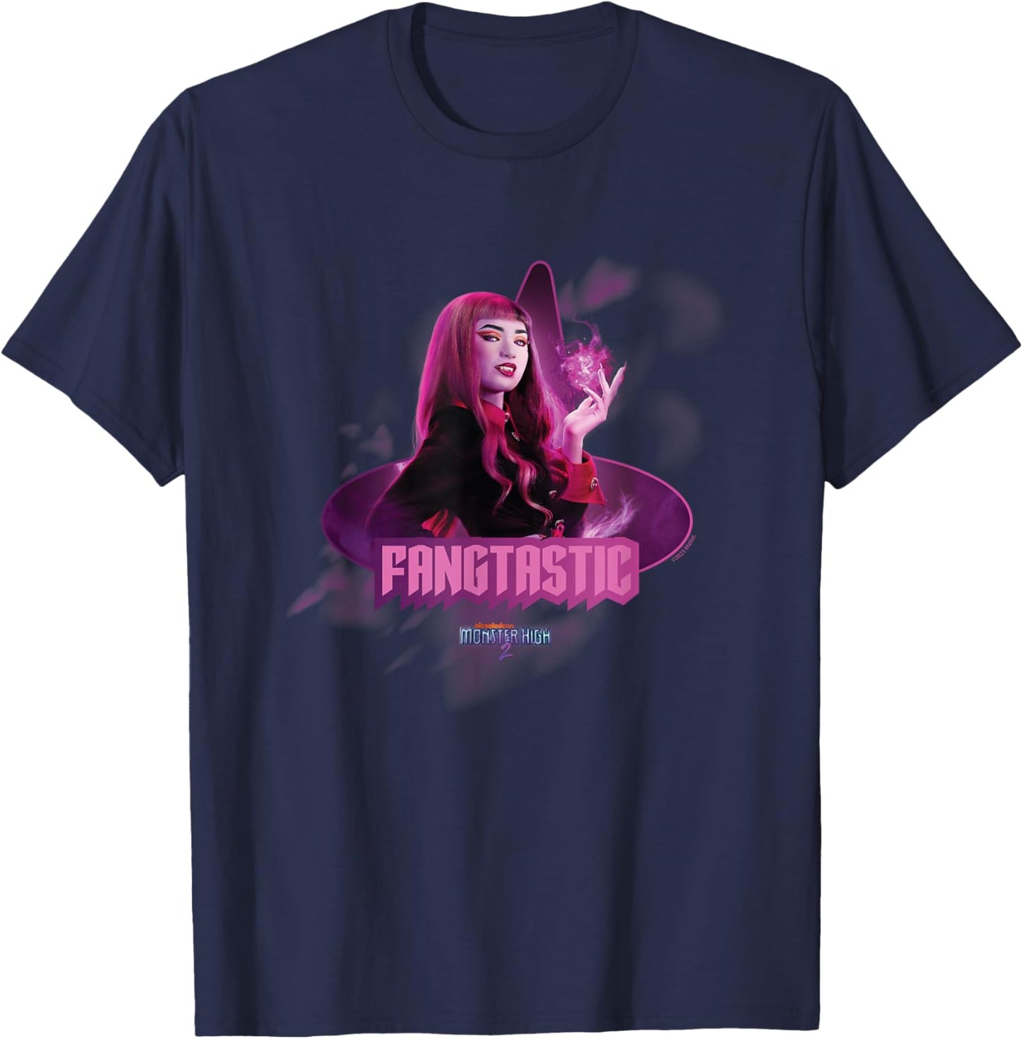 Monster High : Draculaura Cartoon, Schwarz, S, Kurzarm, Damen, Mädchen, Damen, Klassisch, Cartoon-Muster: Draculaura von Monster High T-Shirt - T-Shirt | Navy