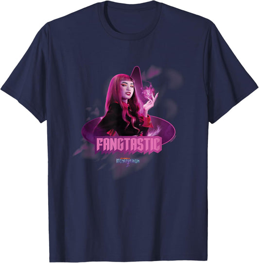 Monster High : Draculaura Cartoon, Schwarz, S, Kurzarm, Damen, Mädchen, Damen, Klassisch, Cartoon-Muster: Draculaura von Monster High T-Shirt - T-Shirt | Navy