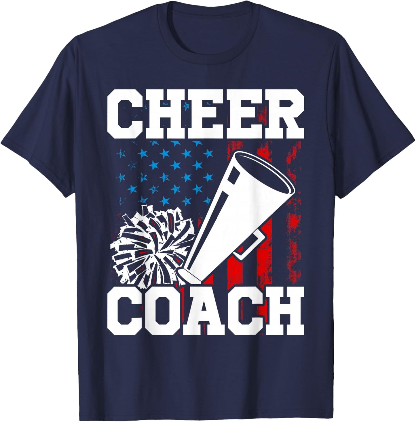 Cheer Coach Leopard Cheetah Print Red Cheer T-Shirt - T-Shirt | Navy